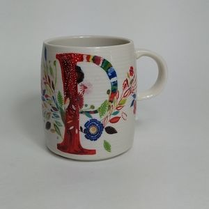 Anthropologie Starla Petal Mug Intial Letter P